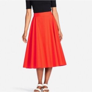 UNIQLO Red Full Skirted Midi Length Skirt - Size L 404697